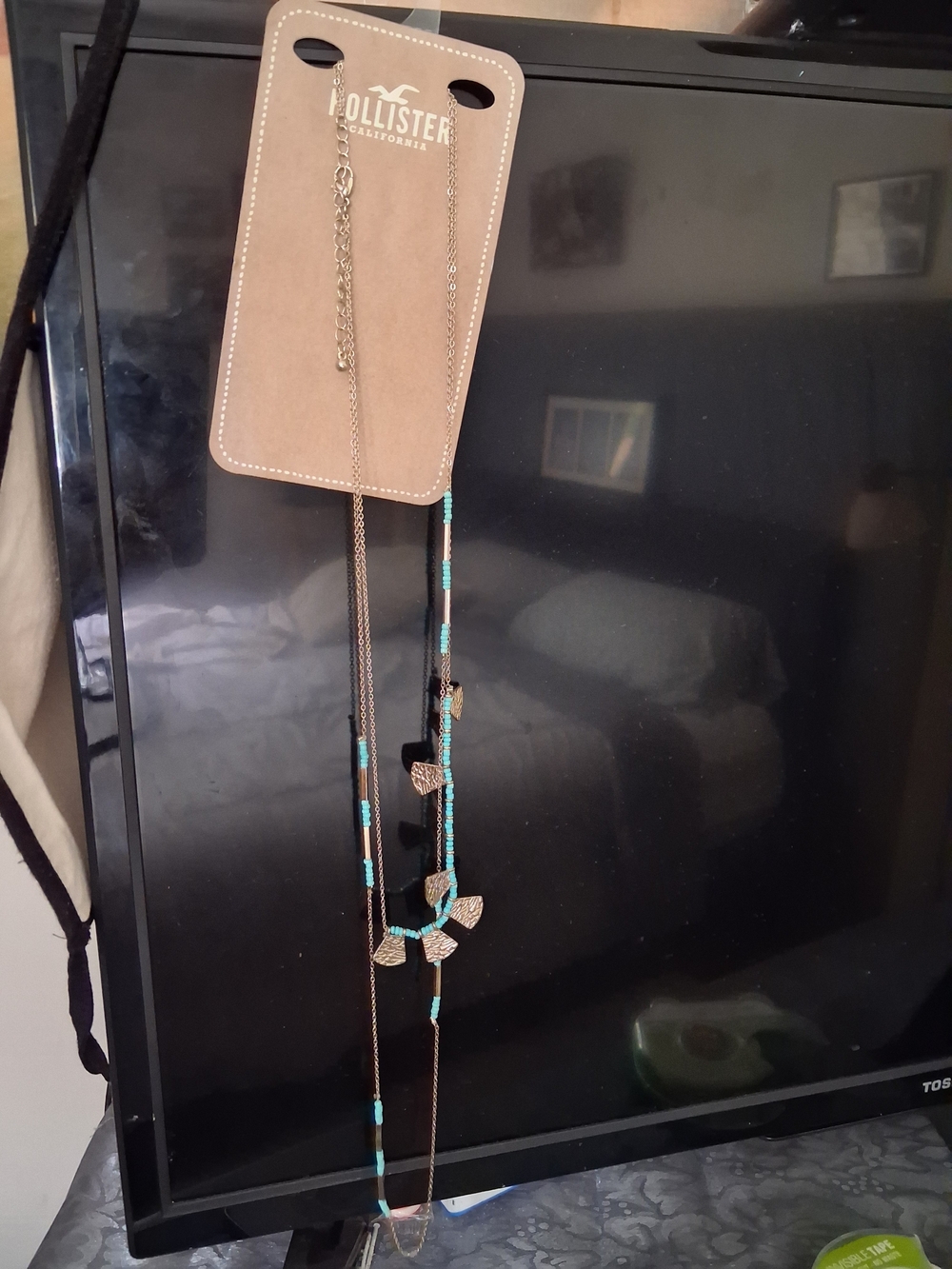 Hollister Turquoise and Gold Layered Pendant Necklace